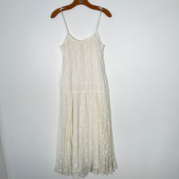 Vintage Jessica McClinktock Lace Drop Waist Slip Maxi Dress Ethereal Coquette S - Picture 3 of 12